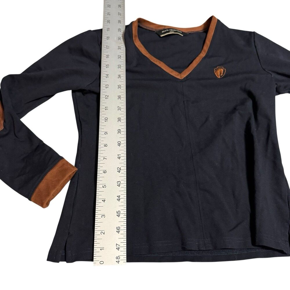 Arista Equestrian Women's Quintessential V-Neck Navy Blue Brown Small‎ Horse - Picture 9 of 12